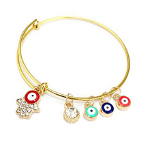 Evil Eye y Fatima Hand en Iron Bangle (XBL13496)